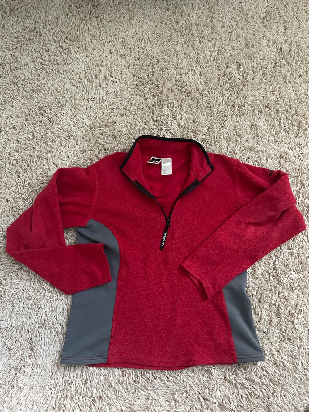 The North Face Red Fleece Half-Zip Pullover with Black Trim